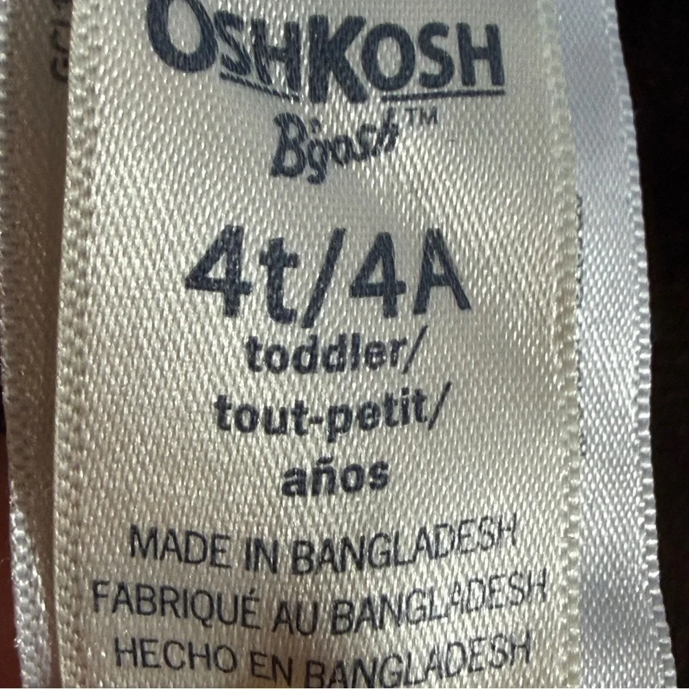 OshKosh B'Gosh Vestbak Girl's Light Blue Denim Overalls Heart Pattern Sz 4T
